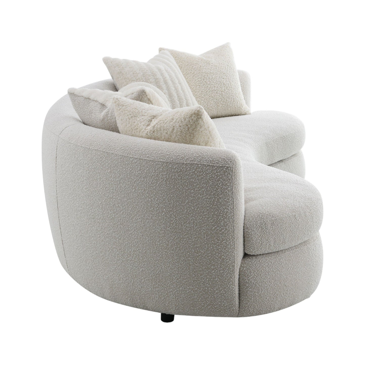 Beige Bouclé 3-Seater Sofa with Accent Pillows - 1st Choice Furniture Direct