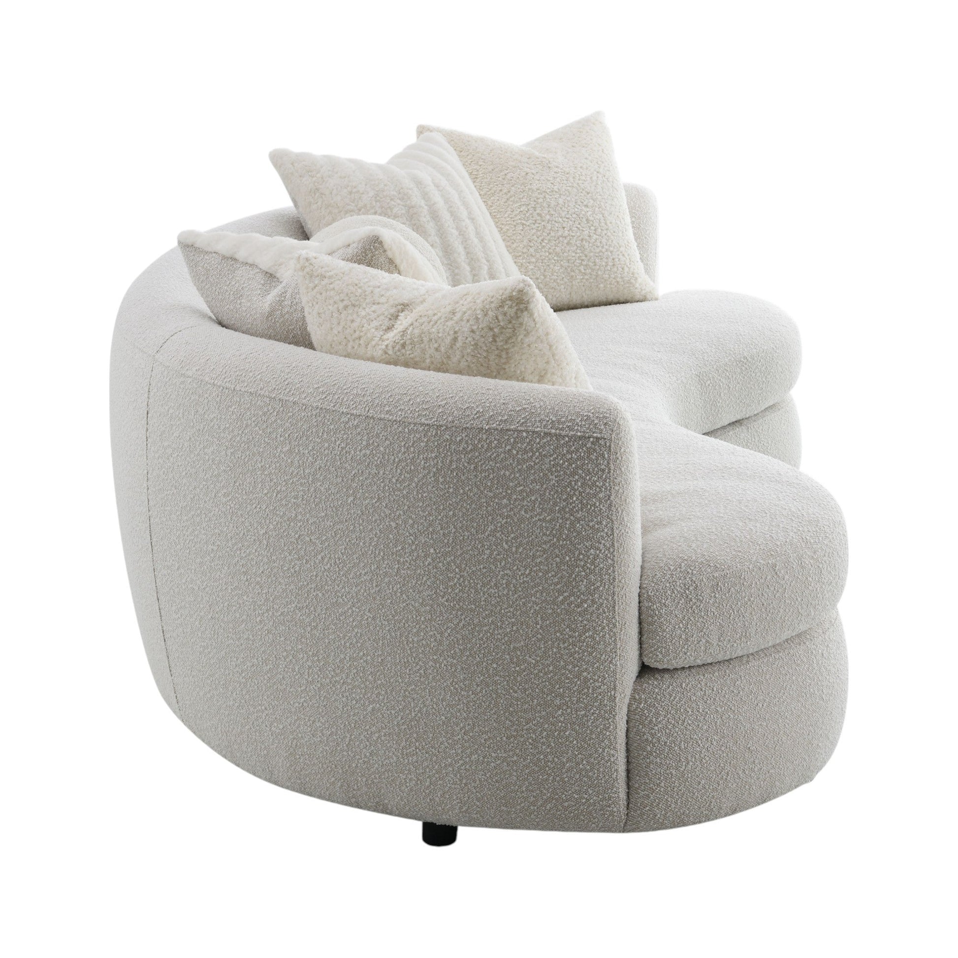 Beige Bouclé 3-Seater Sofa with Accent Pillows - 1st Choice Furniture Direct