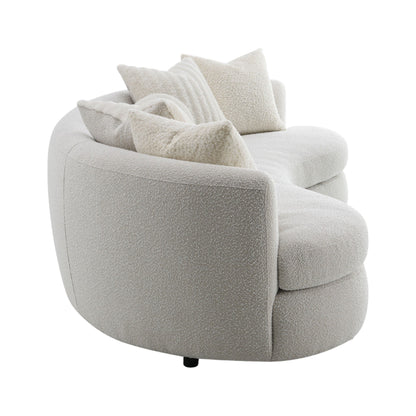 Beige Bouclé 3-Seater Sofa with Accent Pillows - 1st Choice Furniture Direct