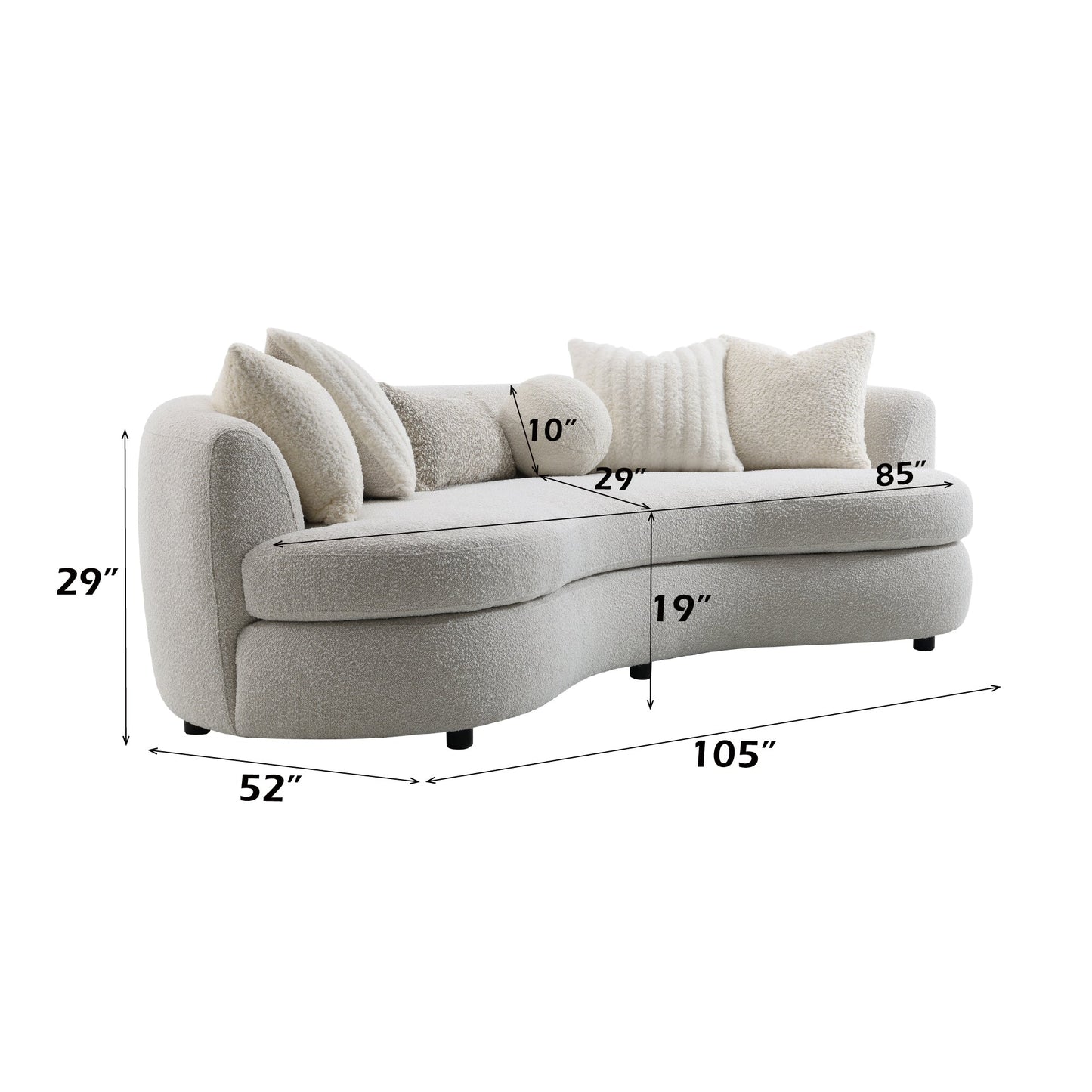 Beige Bouclé 3-Seater Sofa with Accent Pillows - 1st Choice Furniture Direct