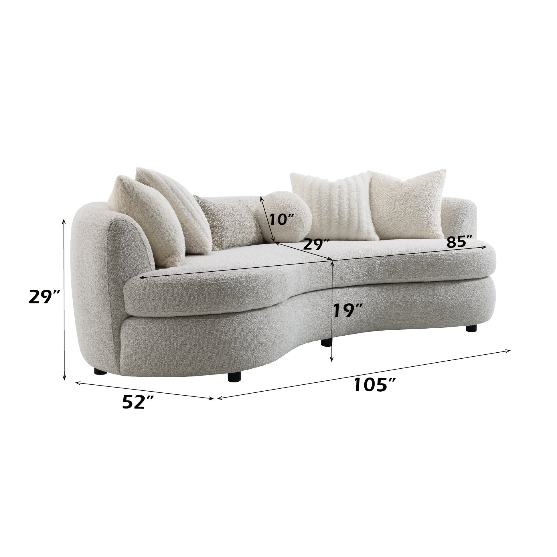 Beige Bouclé 3-Seater Sofa with Accent Pillows - 1st Choice Furniture Direct