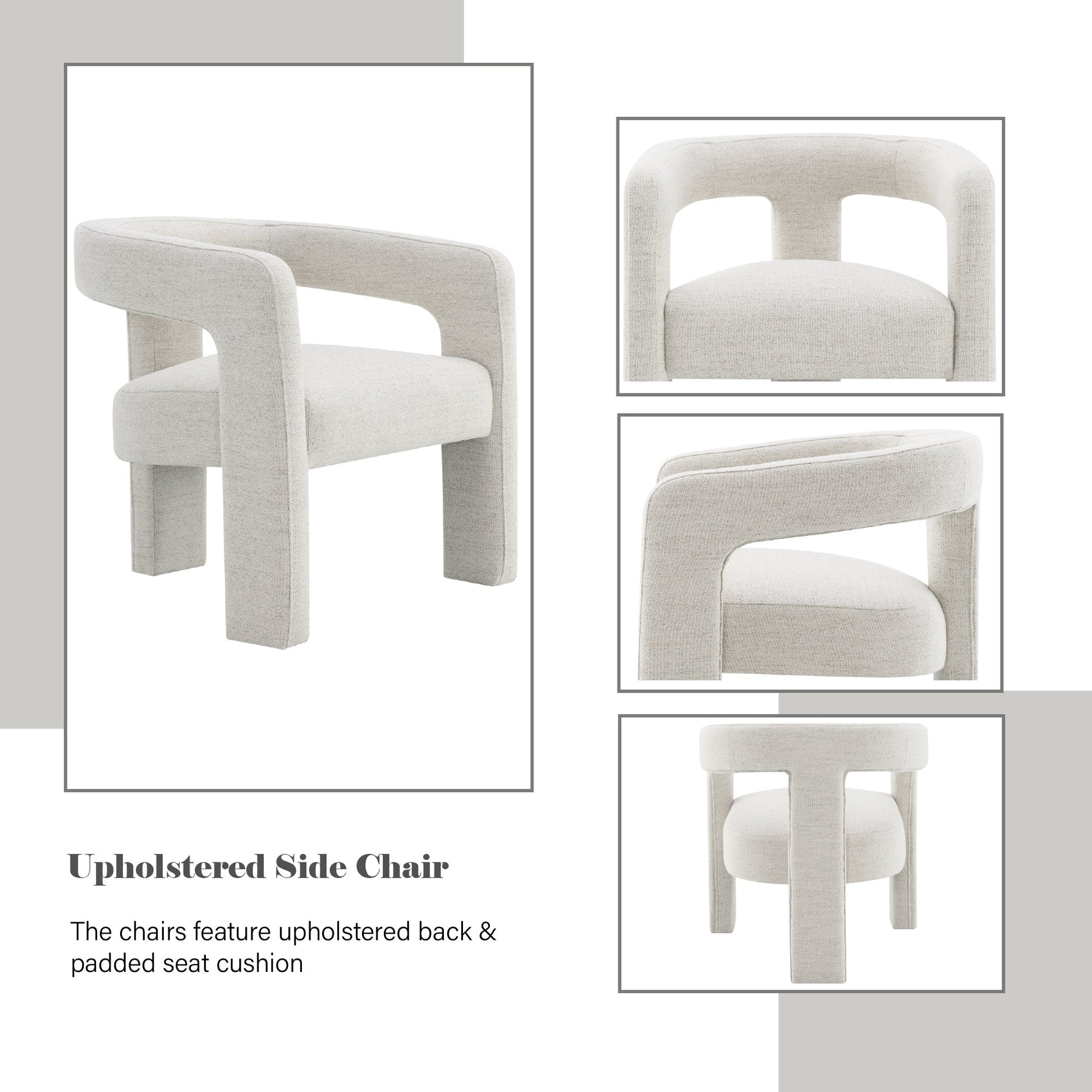 Beige Bouclé Accent Chair with Modern Upholstered Design - 1st Choice Furniture Direct
