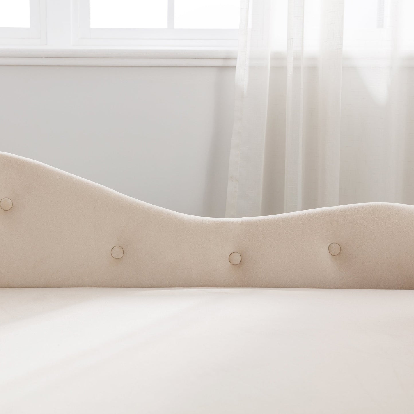 Beige Chaise Lounge Indoor, Velvet Lounge Chair for Bedroom with Storage & Pillow, Modern Upholstered Rolled Arm Chase Lounge for Sleeping with Nailhead Trim for Living Room Bedroom Office - 1st Choice Furniture Direct