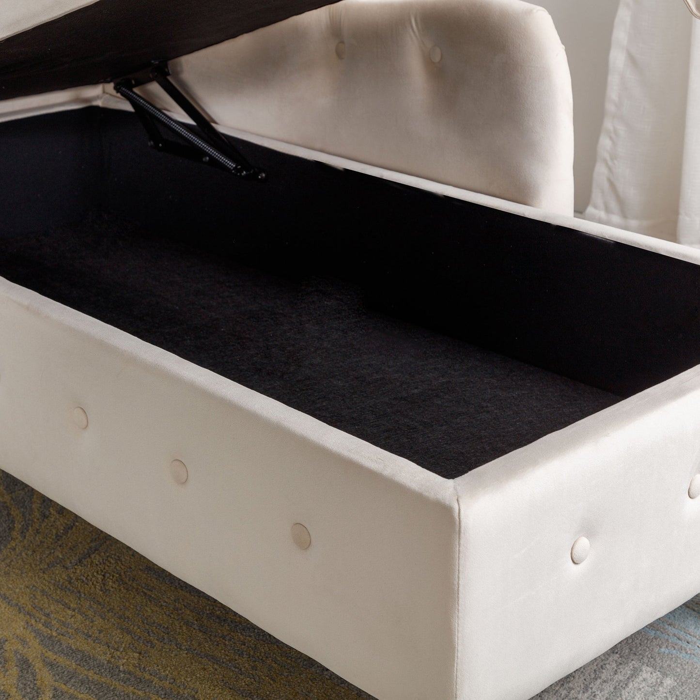 Beige Chaise Lounge Indoor, Velvet Lounge Chair for Bedroom with Storage & Pillow, Modern Upholstered Rolled Arm Chase Lounge for Sleeping with Nailhead Trim for Living Room Bedroom Office - 1st Choice Furniture Direct