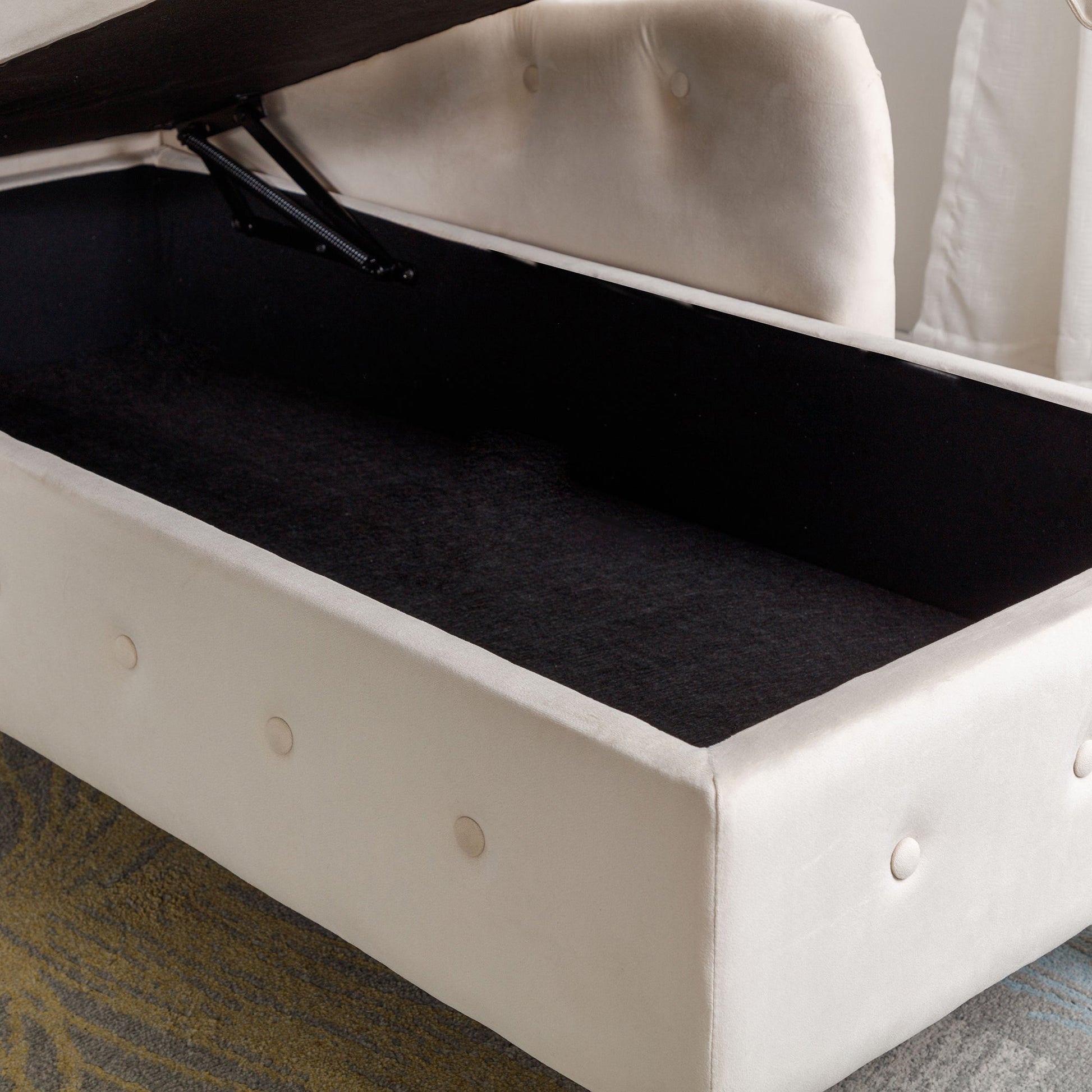 Beige Chaise Lounge Indoor, Velvet Lounge Chair for Bedroom with Storage & Pillow, Modern Upholstered Rolled Arm Chase Lounge for Sleeping with Nailhead Trim for Living Room Bedroom Office - 1st Choice Furniture Direct