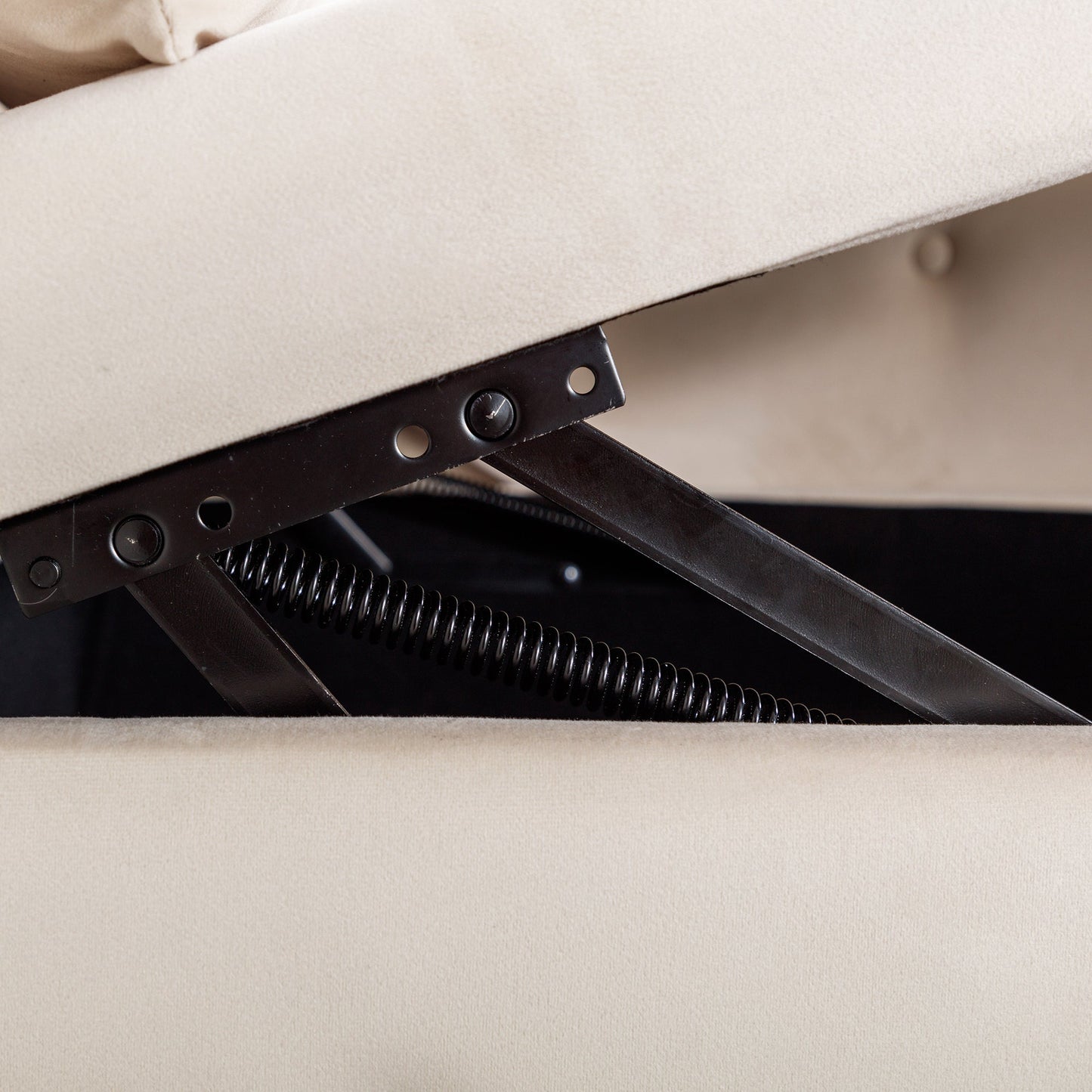 Beige Chaise Lounge Indoor, Velvet Lounge Chair for Bedroom with Storage & Pillow, Modern Upholstered Rolled Arm Chase Lounge for Sleeping with Nailhead Trim for Living Room Bedroom Office - 1st Choice Furniture Direct