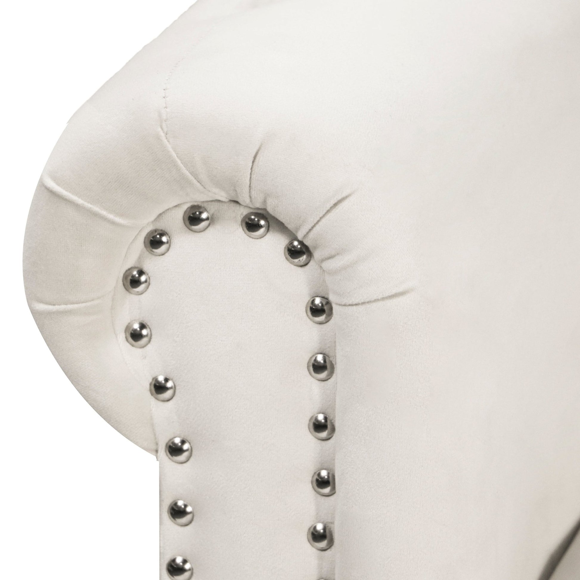 Beige Chaise Lounge Indoor, Velvet Lounge Chair for Bedroom with Storage & Pillow, Modern Upholstered Rolled Arm Chase Lounge for Sleeping with Nailhead Trim for Living Room Bedroom Office - 1st Choice Furniture Direct