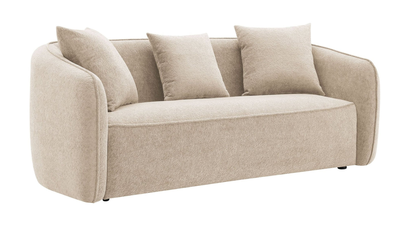 Beige Chenille 3-Seater Sofa with Accent Pillows - 1st Choice Furniture Direct