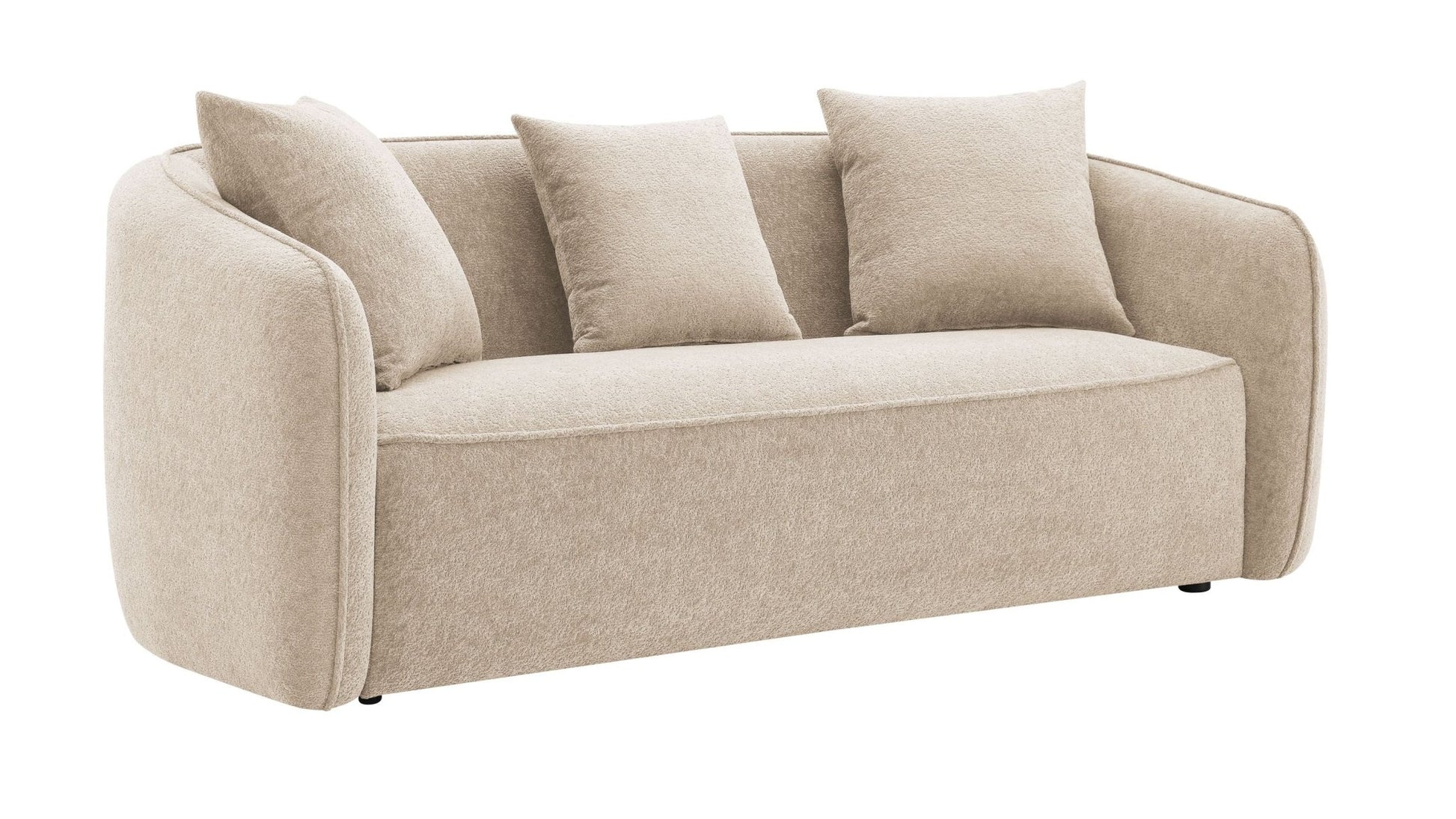 Beige Chenille 3-Seater Sofa with Accent Pillows - 1st Choice Furniture Direct