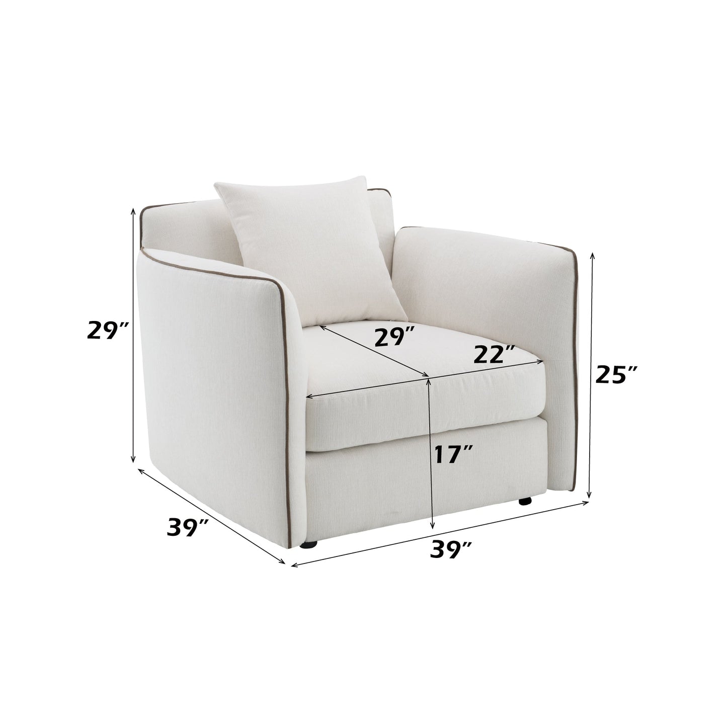 Beige Chenille Accent Chair with Removable Cushions - 1st Choice Furniture Direct