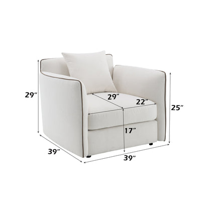 Beige Chenille Accent Chair with Removable Cushions - 1st Choice Furniture Direct
