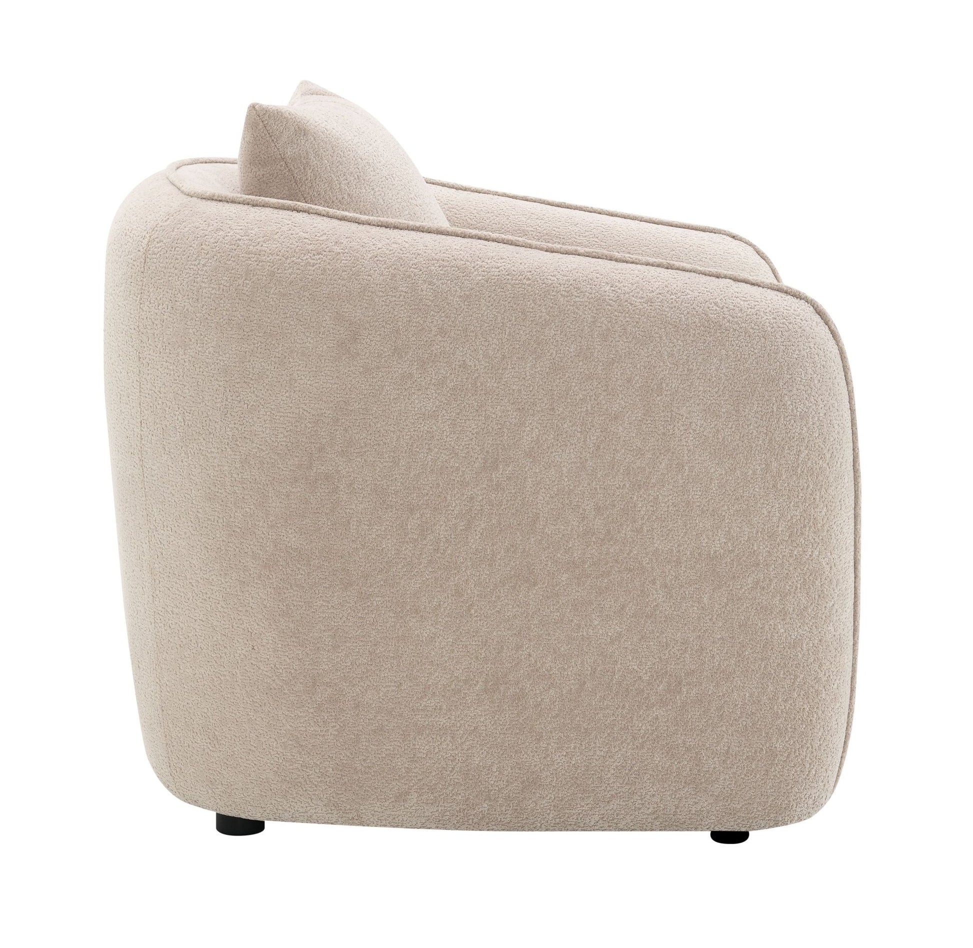 Beige Chenille Accent Chair with Throw Pillow - 1st Choice Furniture Direct