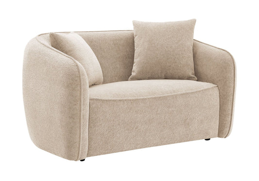Beige Chenille Loveseat with Accent Pillows - 1st Choice Furniture Direct