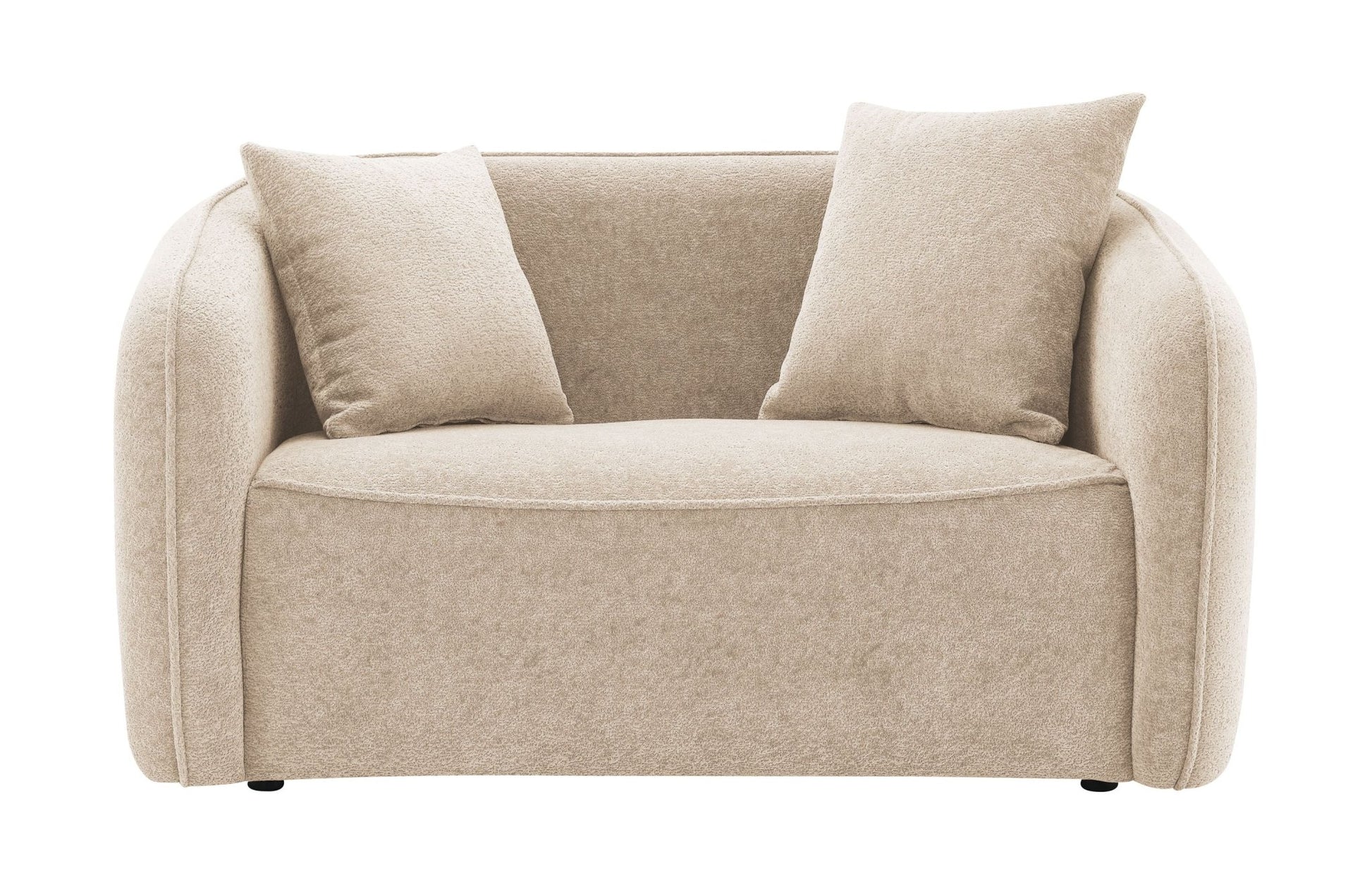 Beige Chenille Loveseat with Accent Pillows - 1st Choice Furniture Direct