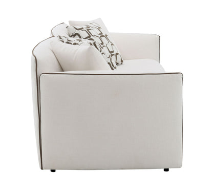 Beige Chenille Loveseat with Removable Cushions - 1st Choice Furniture Direct