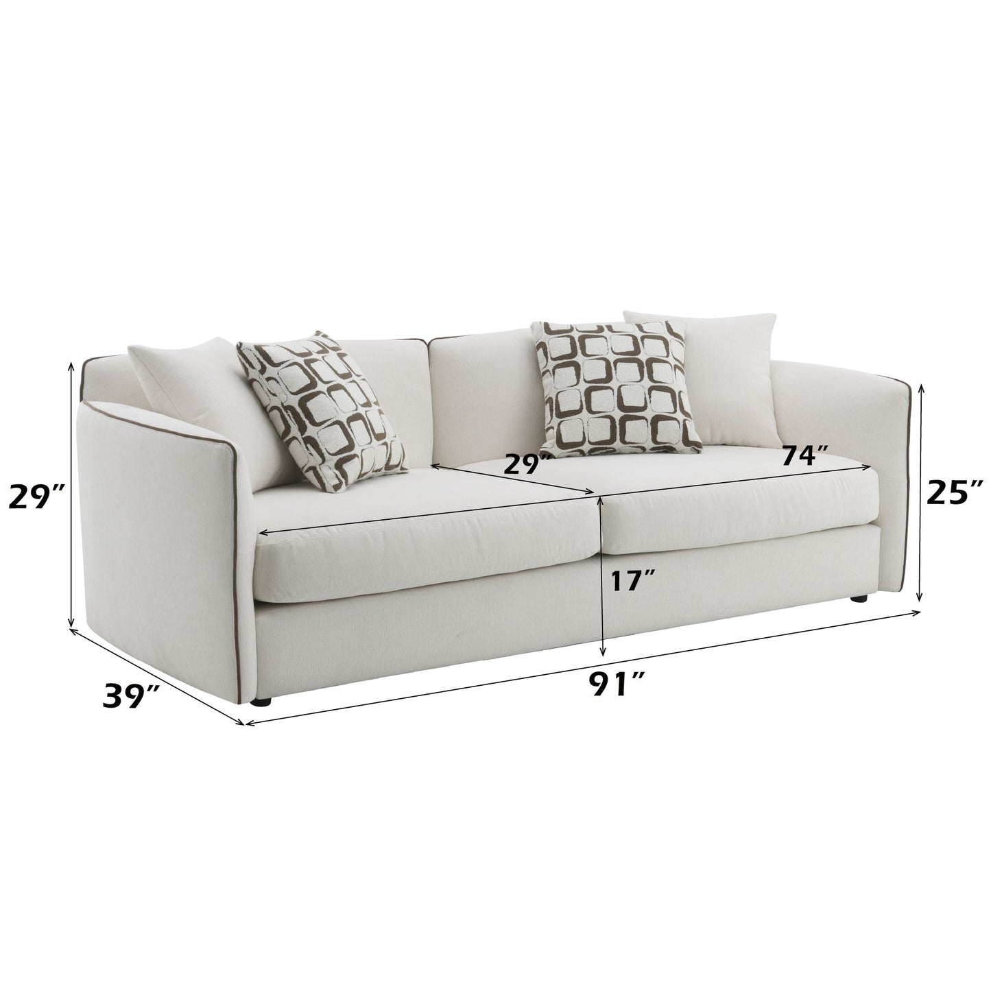 Beige Chenille Loveseat with Removable Cushions - 1st Choice Furniture Direct