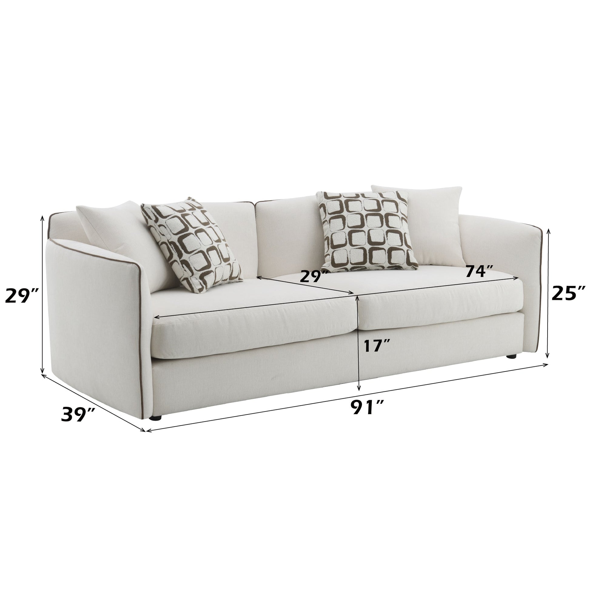 Beige Chenille Loveseat with Removable Cushions - 1st Choice Furniture Direct