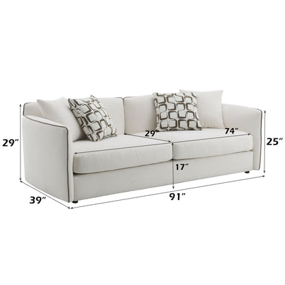 Beige Chenille Loveseat with Removable Cushions - 1st Choice Furniture Direct