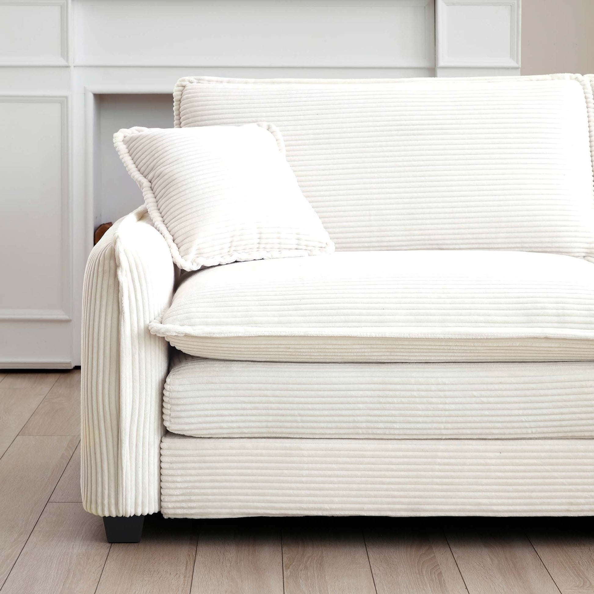 Beige Corduroy Modular Accent Chair with Memory Foam - 1st Choice Furniture Direct