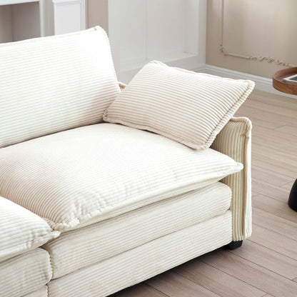 Beige Corduroy Modular Accent Chair with Memory Foam - 1st Choice Furniture Direct