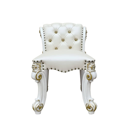 Beige Faux Leather Accent Stool with Tufted Back - 1st Choice Furniture Direct