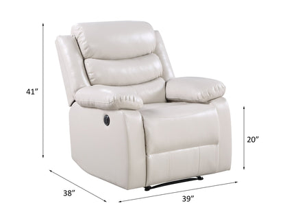 Beige Faux Leather Recliner Chair with Pocket Coil Seating - 1st Choice Furniture Direct