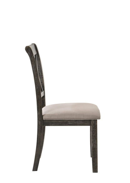 Beige & Gray Dining Chair with XX Wood Backrest - 1st Choice Furniture Direct