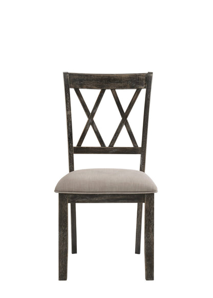 Beige & Gray Dining Chair with XX Wood Backrest - 1st Choice Furniture Direct