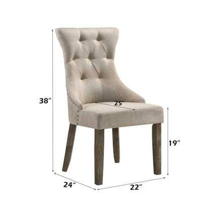 Beige Gray Tufted Upholstered Dining Chair with Nailhead Trim - 1st Choice Furniture Direct