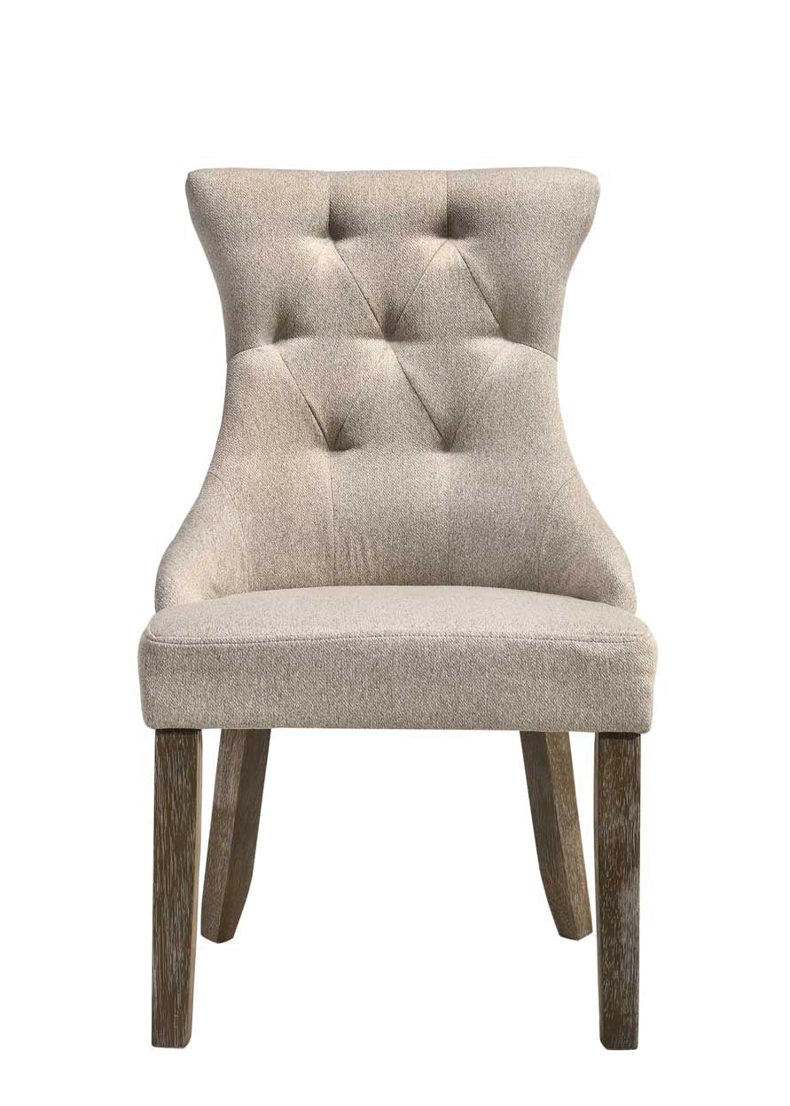 Beige Gray Tufted Upholstered Dining Chair with Nailhead Trim - 1st Choice Furniture Direct
