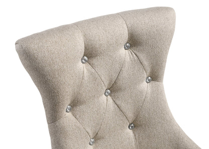 Beige Gray Tufted Upholstered Dining Chair with Nailhead Trim - 1st Choice Furniture Direct