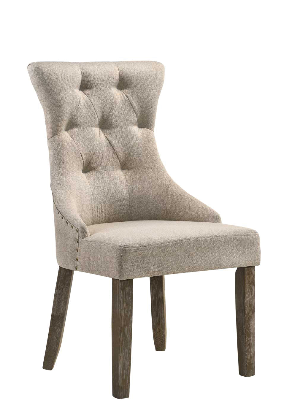 Beige Gray Tufted Upholstered Dining Chair with Nailhead Trim - 1st Choice Furniture Direct