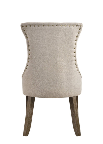 Beige Gray Tufted Upholstered Dining Chair with Nailhead Trim - 1st Choice Furniture Direct