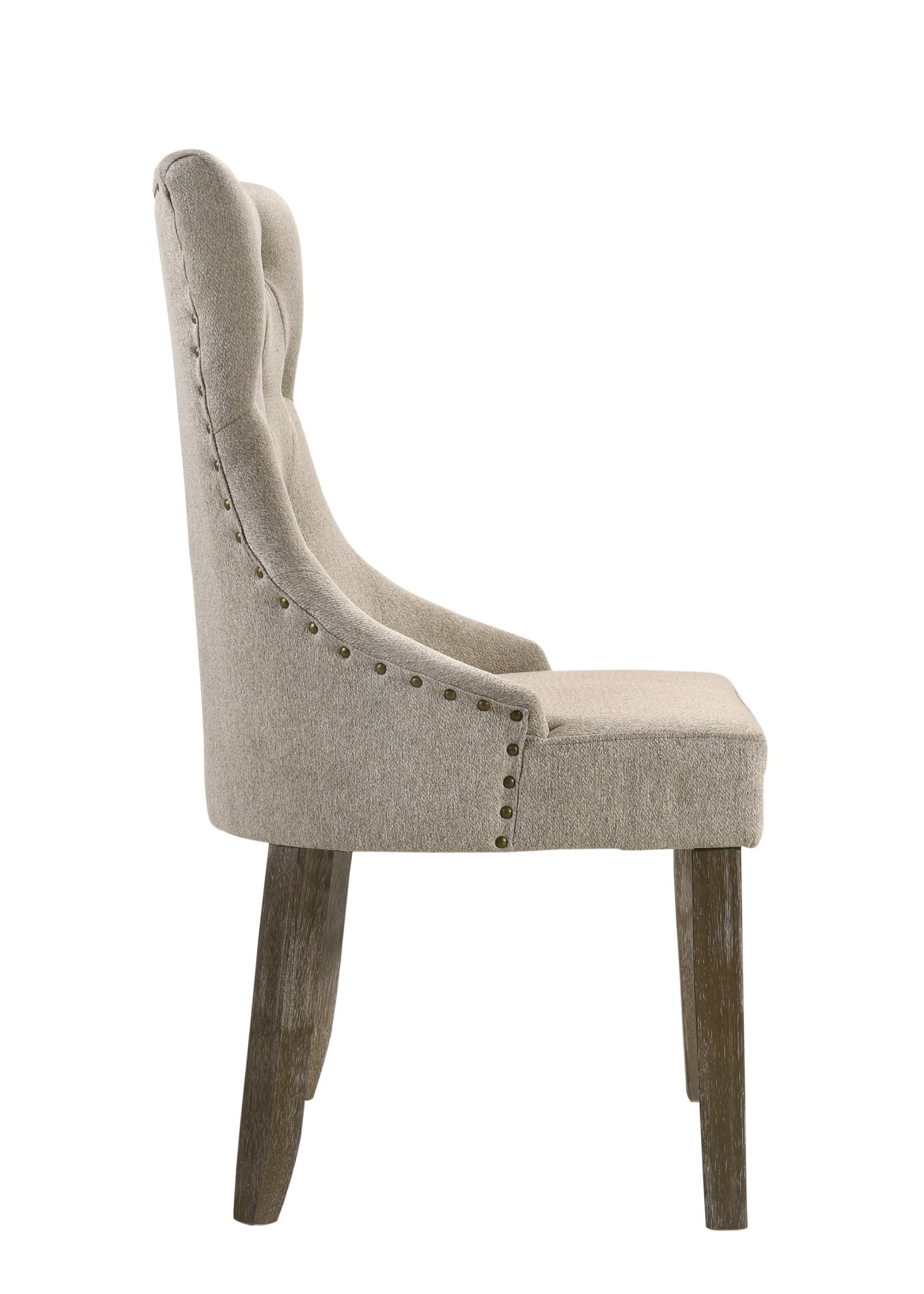 Beige Gray Tufted Upholstered Dining Chair with Nailhead Trim - 1st Choice Furniture Direct