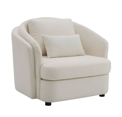 Beige Linen Accent Chair with Pillow | Upholstered Living Room Chair - 1st Choice Furniture Direct