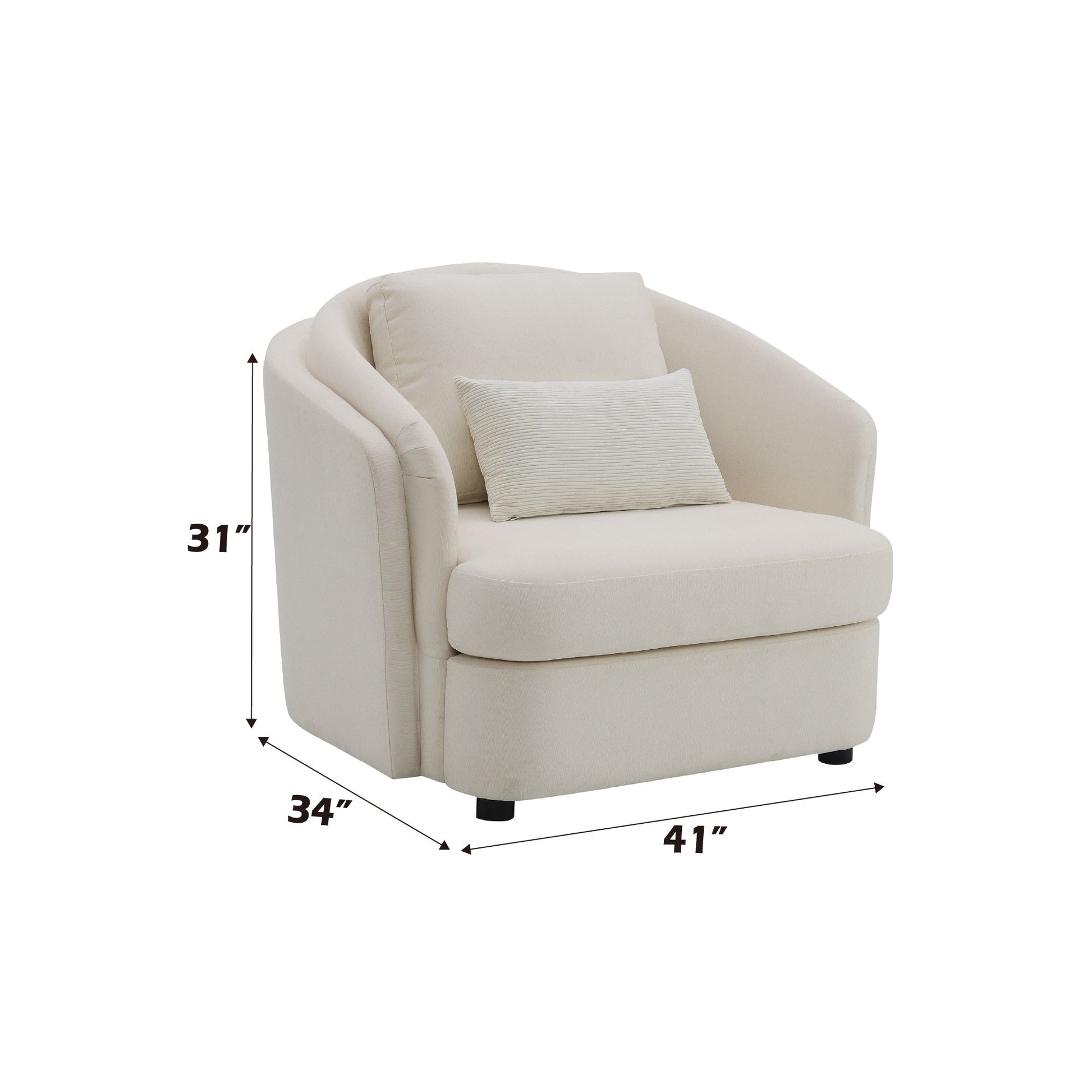 Beige Linen Accent Chair with Pillow | Upholstered Living Room Chair - 1st Choice Furniture Direct