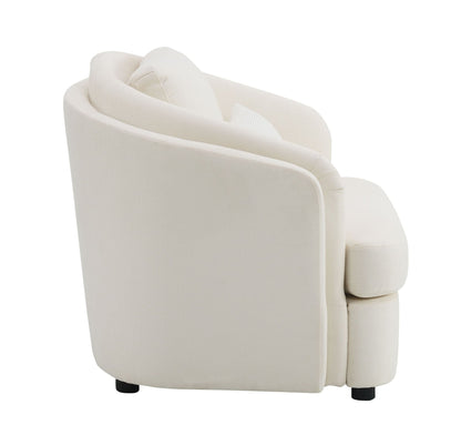 Beige Linen Accent Chair with Pillow | Upholstered Living Room Chair - 1st Choice Furniture Direct