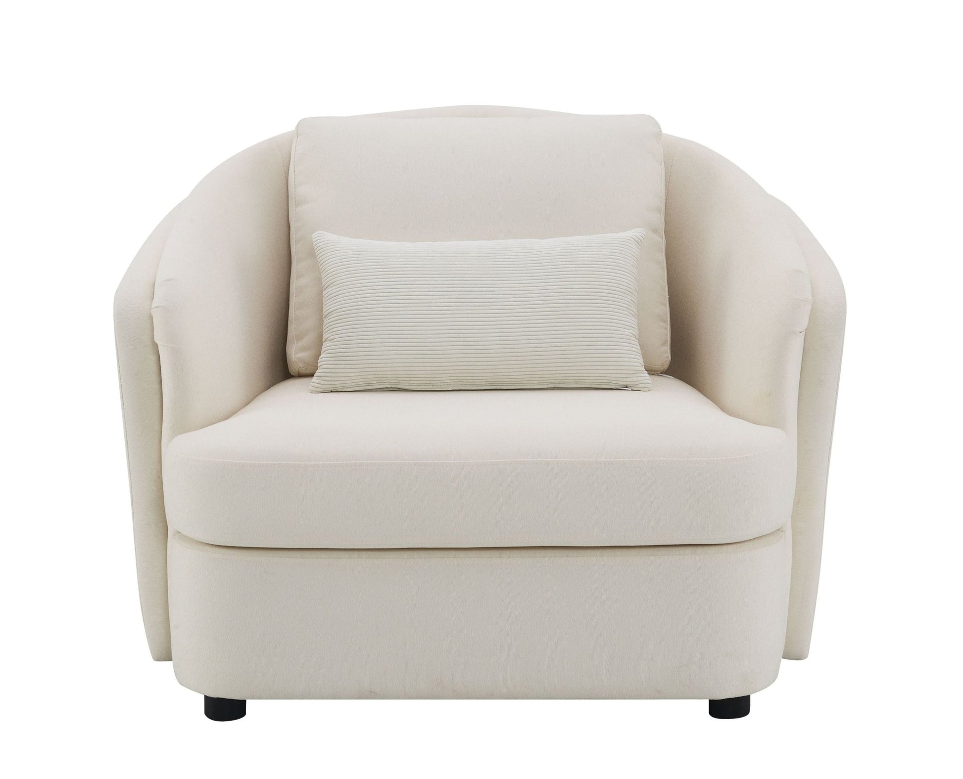 Beige Linen Accent Chair with Pillow | Upholstered Living Room Chair - 1st Choice Furniture Direct