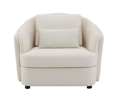Beige Linen Accent Chair with Pillow | Upholstered Living Room Chair - 1st Choice Furniture Direct