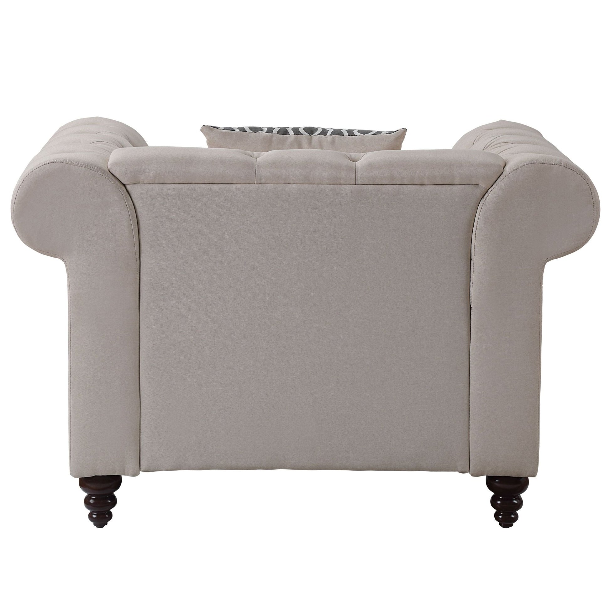 Beige Linen Chesterfield Accent Chair with Nailhead Trim - 1st Choice Furniture Direct
