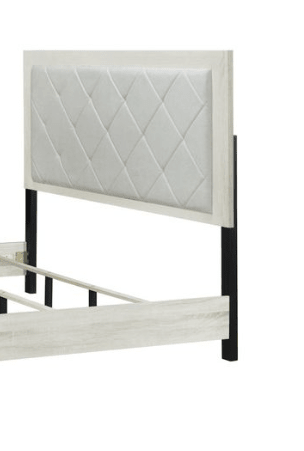 Beige Linen King Upholstered Bed with Lozenge Headboard - 1st Choice Furniture Direct