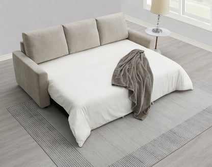 Beige Linen Pull-Out Sleeper Sofa - 1st Choice Furniture Direct