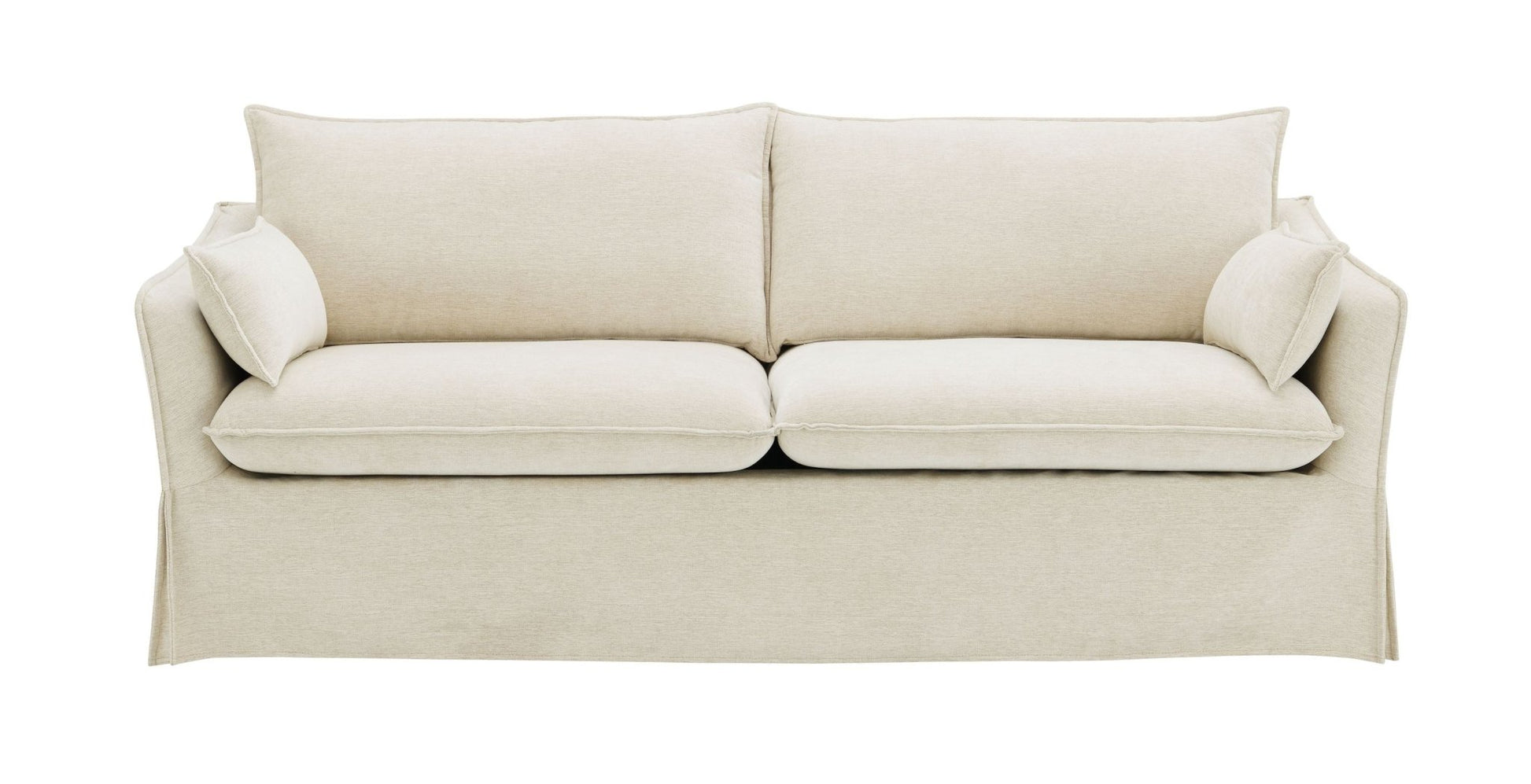 Beige Linen Sofa with Slipcover & Accent Pillows - 1st Choice Furniture Direct