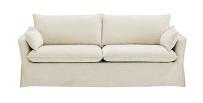 Beige Linen Sofa with Slipcover & Accent Pillows - 1st Choice Furniture Direct