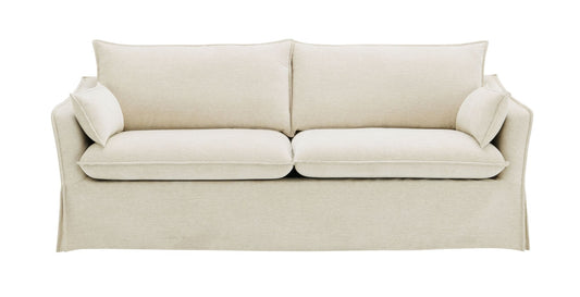Beige Linen Sofa with Slipcover & Accent Pillows - 1st Choice Furniture Direct