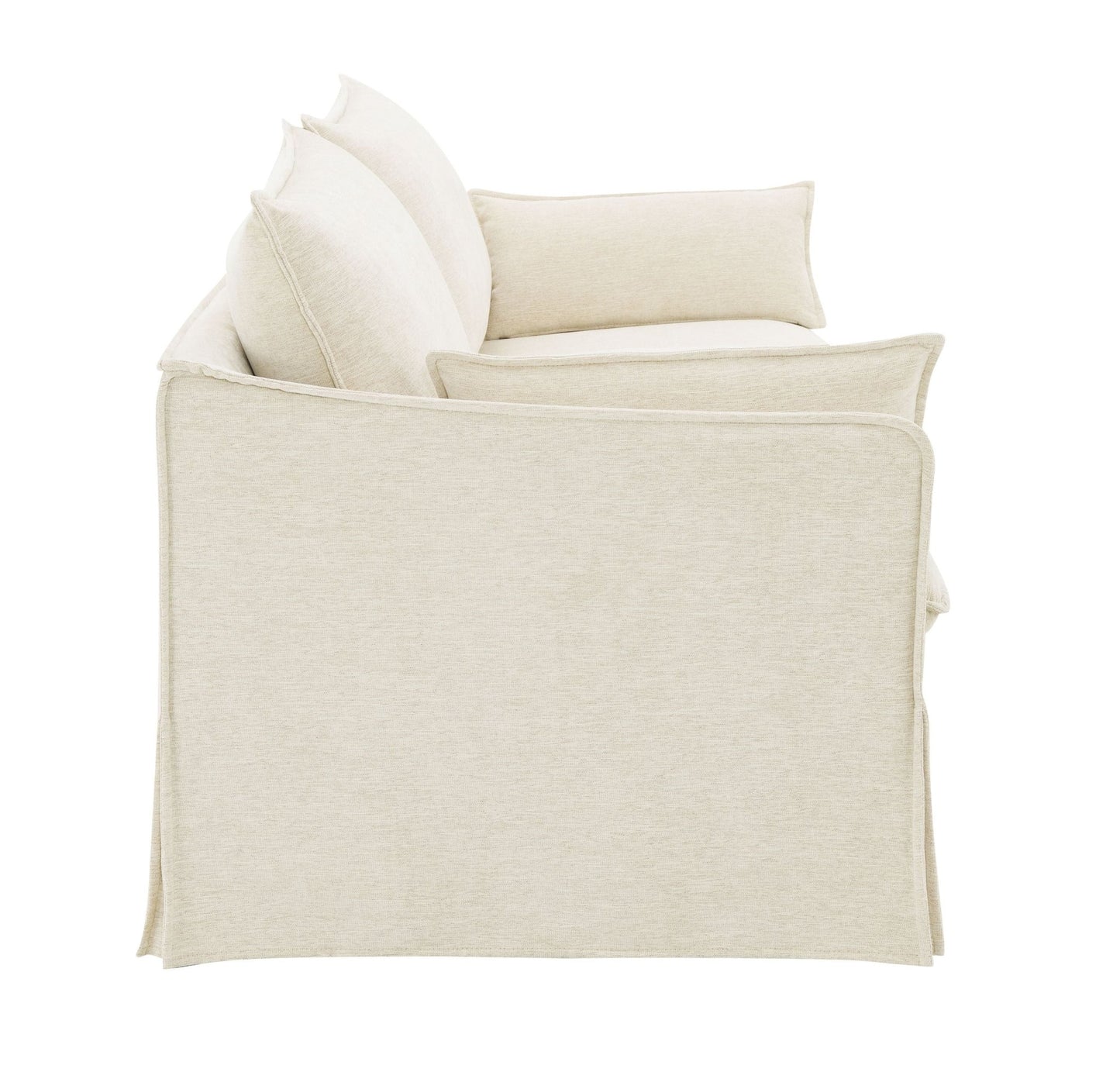 Beige Linen Sofa with Slipcover & Accent Pillows - 1st Choice Furniture Direct