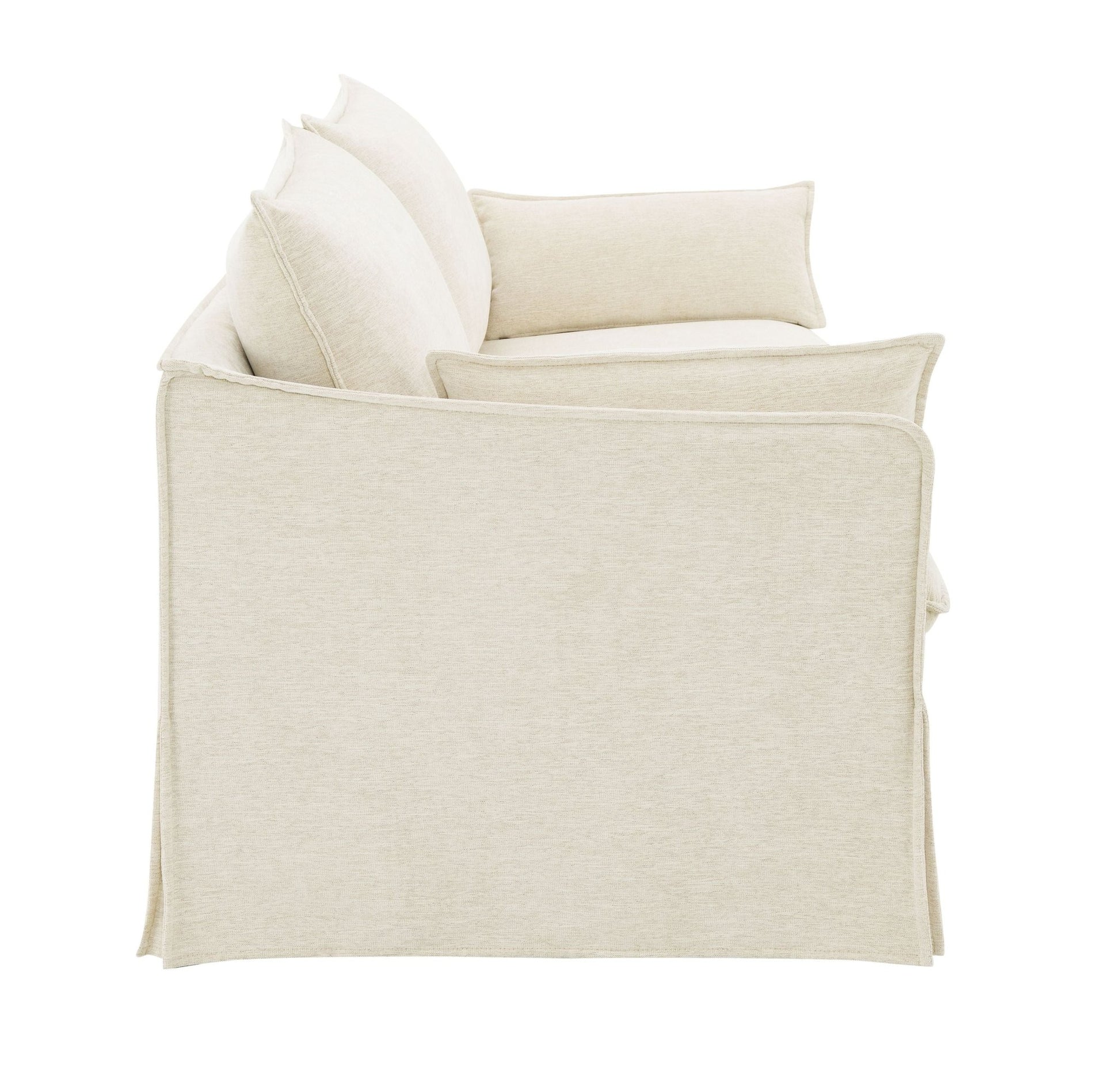Beige Linen Sofa with Slipcover & Accent Pillows - 1st Choice Furniture Direct