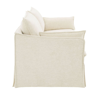 Beige Linen Sofa with Slipcover & Accent Pillows - 1st Choice Furniture Direct