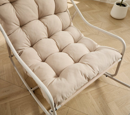 Beige Outdoor Rocking Lounge Chair with Ottoman - 1st Choice Furniture Direct