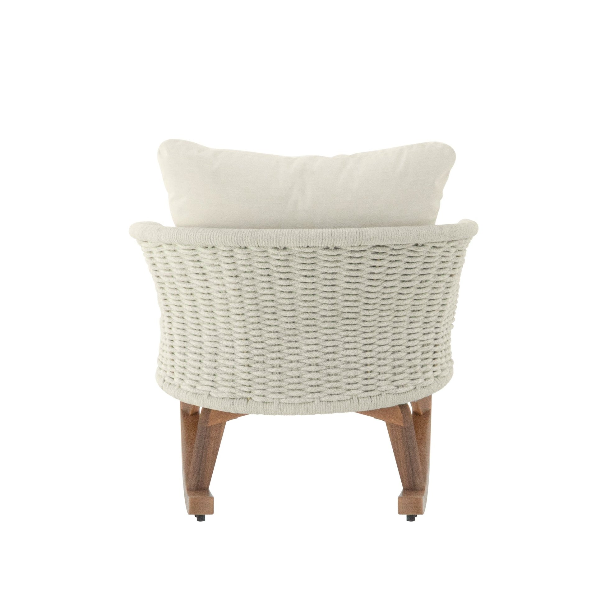 Beige PE Rattan Rocking Chair with Cushions – Modern Indoor Outdoor Wicker Rocker - 1st Choice Furniture Direct
